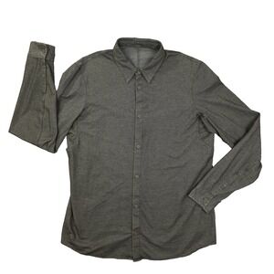 lululemon Commission Men's Large Gray Long Sleeve Button Up Shirt Breathable